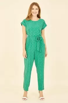 Image of Green Spot Print Jumpsuit