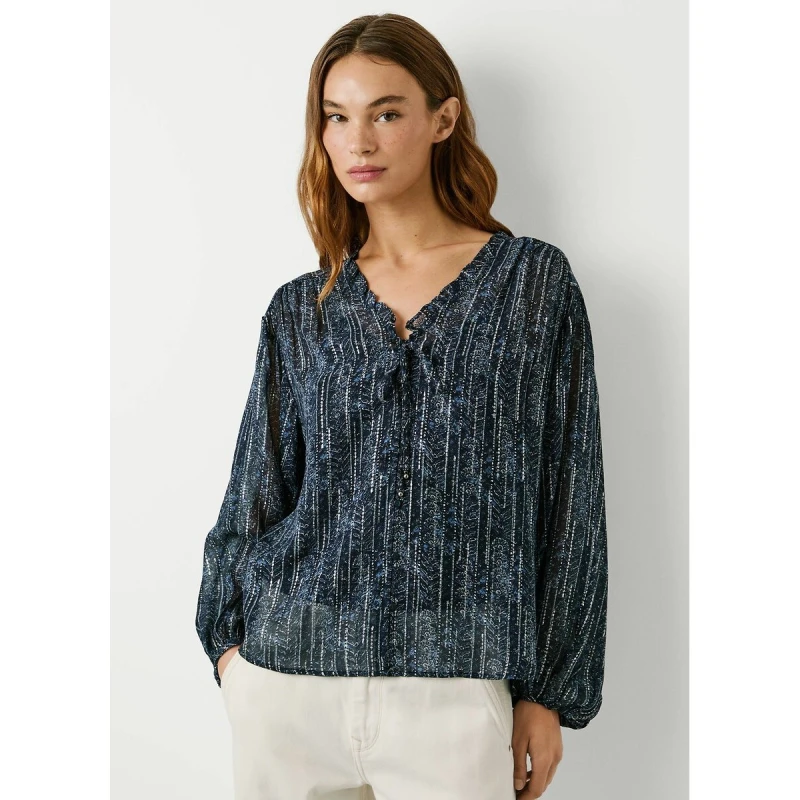 Image of Pepe Jeans Mey Printed Blouse Blue Print Viscose XS