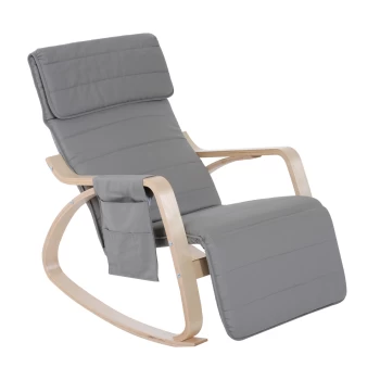 Image of HOMCOM Rocking Chair W/Adjustable Footrest & Side Pocket-Grey