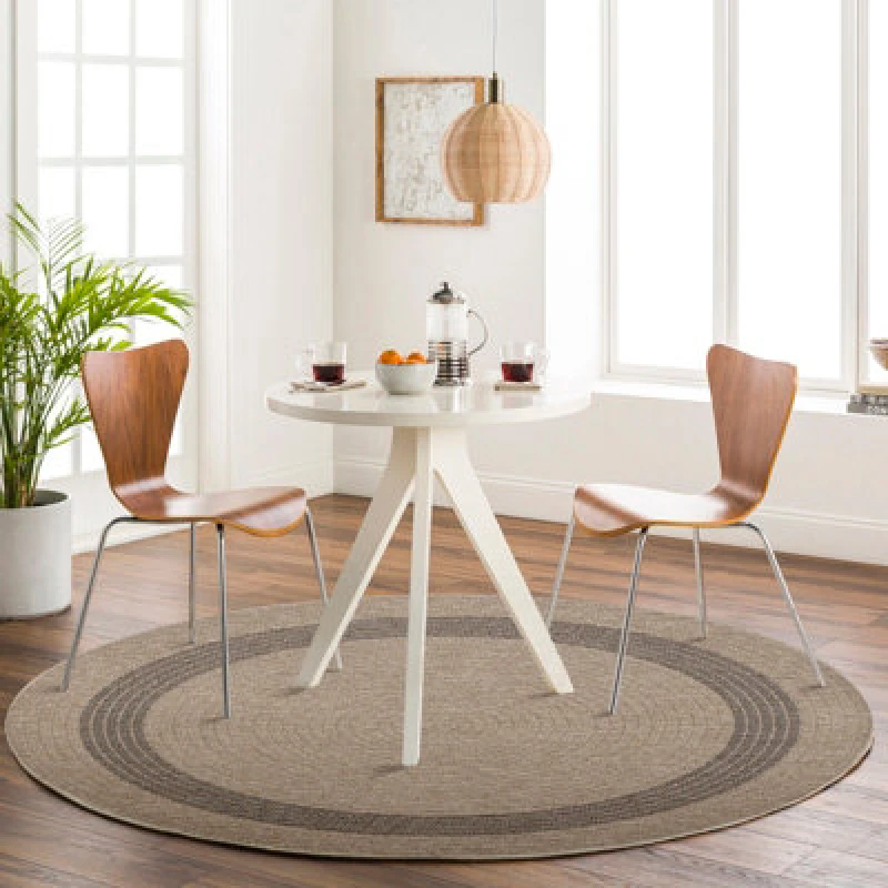 Image of Livabliss Round In- & Outdoor Cottage Jute-Look Beige/brown Rhonda Area Rug 100 X 100 Cm - Perfect For Balcony Or Dining Room