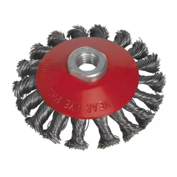 Image of Genuine SEALEY CWB101 Conical Wire Brush Ø100mm M14 x 2mm