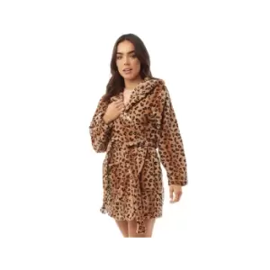 image of Brave Soul Womens/Ladies Leopard Print Dressing Gown (L) (Leopard Print)