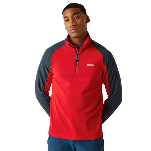 Image of Regatta Mens Elson II Half Zip Grid Fleece Jacket XL - Chest 43-44' (109-112cm) Danger Red/Navy RMA522-PSC-XL