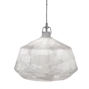 image of 1 Light Medium Dome Ceiling Pendant Chrome, White, E27