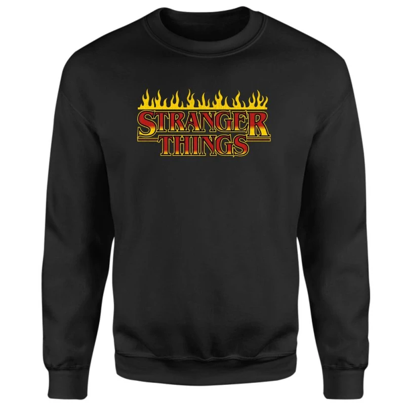 Image of Stranger Things Flames Logo Sweatshirt - Black - S