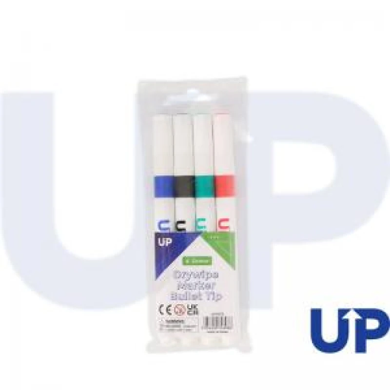 Image of UP Drywipe Bullet Tip Markers 2mm Line Assorted Wallet (4 Pack) UP0073