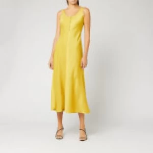 Image of Whistles Womens Pippa Satin Slip Dress - Yellow - UK 8 - Yellow