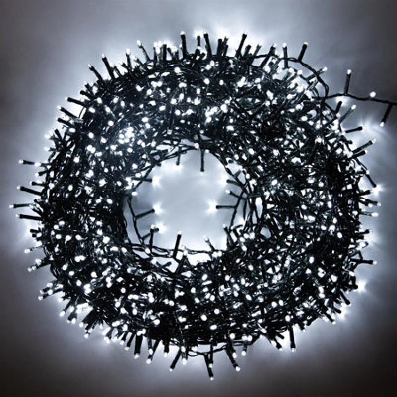 Image of Shatchi 1500 Cool White Compact Leds Green Cable With 8 Effects Multifunction Auto Memory Christmas