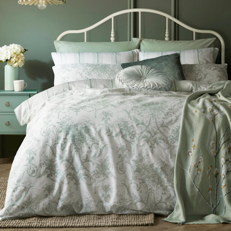 Image of Laura Ashley Tuileries Duvet Cover Bedding Set Sage