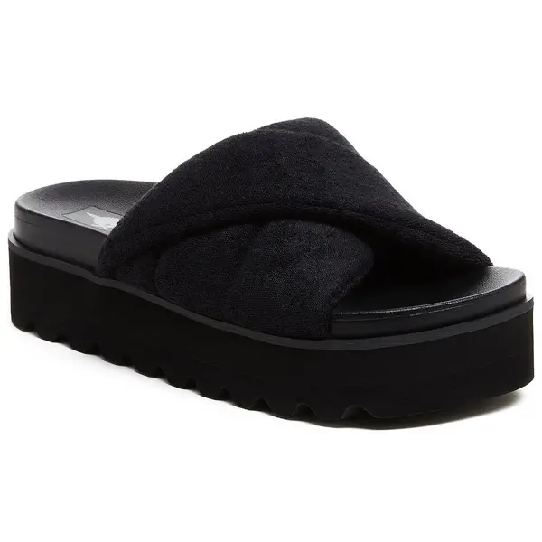 Image of Rocket Dog Womens Breeze Atlanta Terry Block Slide Sandals UK Size 4 (EU 37) Black RKD245-BLACK-4