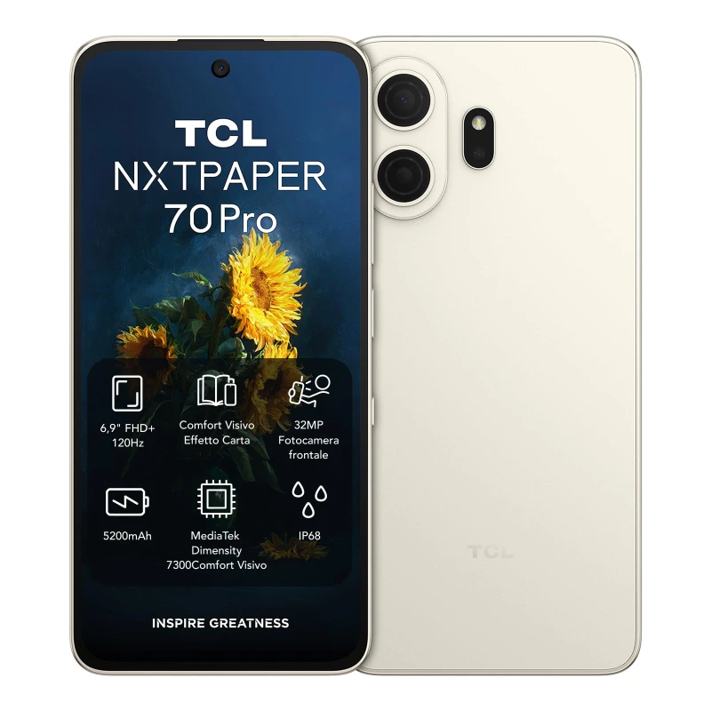 Image of TCL NXTPAPER 70 Pro 5G smartphone 6.9 FHD+ 120Hz 8GB+256GB 5200mAh big battery 33W fast charge Anti-glare Anti-blue light display Protect your eyes 50