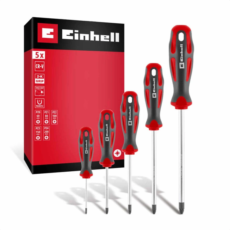 Image of Einhell 5 Piece Pozi Screwdriver Set 49370535