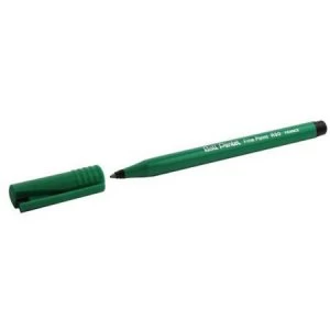 image of Pentel R50 Rollerball Pen Green Barrel Water-based 0.8mm Tip 0.4mm Line Black Pack of 12