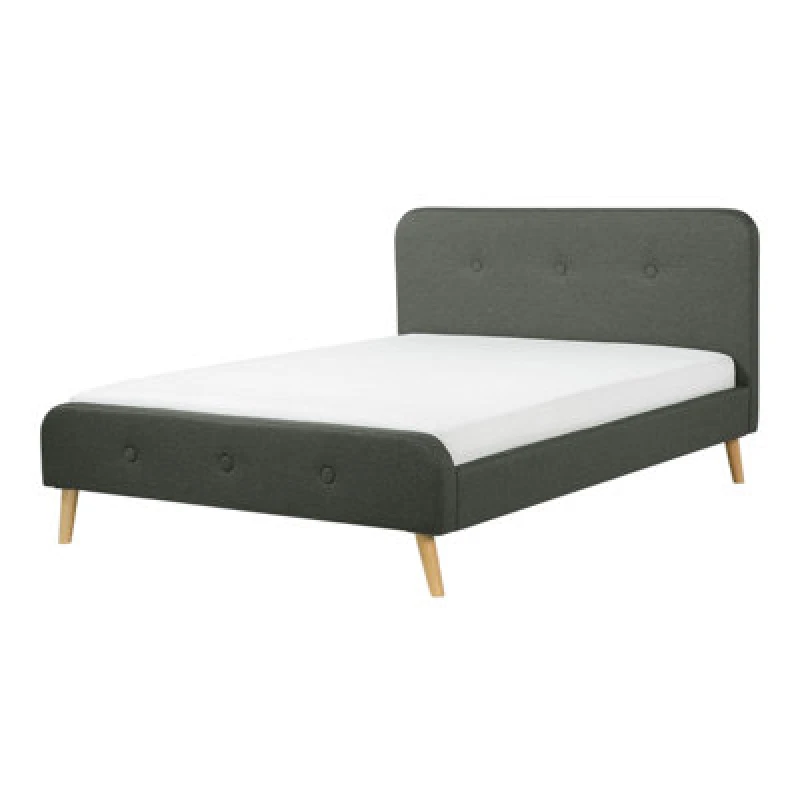 Image of Beliani Bed Fabric Rennes 140 X 200 Cm (Eu Double) Dark Grey
