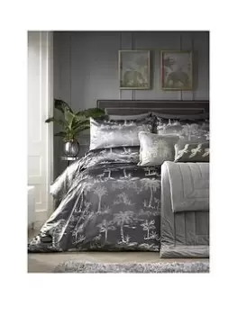 image of Laurence Llewelyn-Bowen Oasis Velvet Duvet Cover Set Slate - Ks