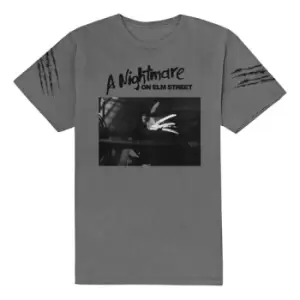 image of Warner Bros - Nightmare on Elm Street Sleeve Scratch Unisex XX-Large T-Shirt - Grey