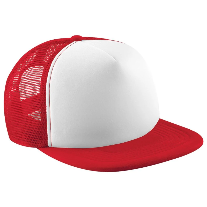 Image of Beechfield Beechfield Men Vintage Plain Snap-Back Trucker Cap Pack of 2 in Red Red One Size Male 5059269087692