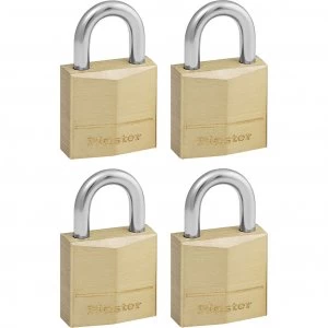 image of Masterlock Solid Brass Padlock Pack of 4 Keyed Alike 20mm Standard