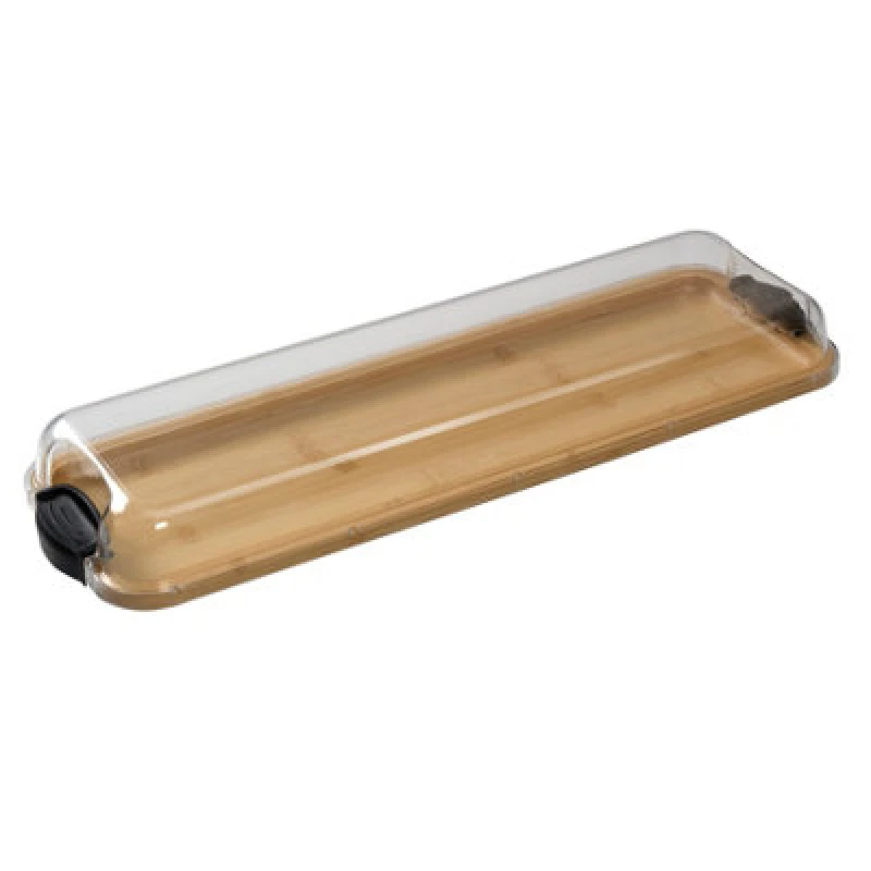 Image of Farberware Faberware Large Build-A-Board Bamboo Serving Platter, Long Rectangle Portable Snack Box With Clear Bpa-Free Lid 17.5 X 56Cm