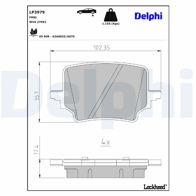 Image of DELPHI Brake pad set DELPHI LP3979