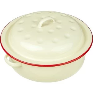 image of New Falcon Enamel Round Roaster Cream with Red Trim 20cm