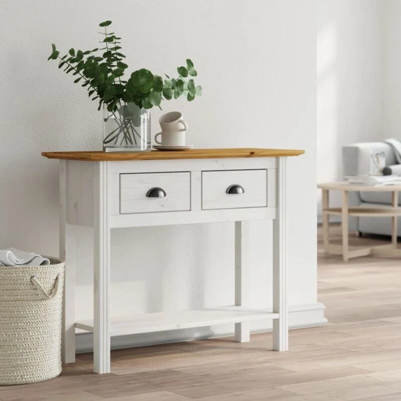 Image of Vidaxl Console Table Bodo Brown 90X34.5X73cm Solid Wood Pine, Brown 355072