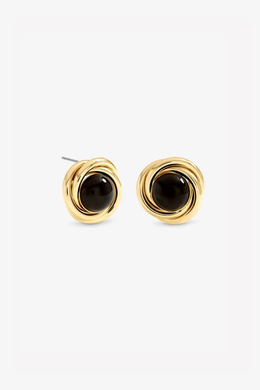 Image of Jon Richard Womens Gold Plated & Jet Statement Earrings Gold Female One Size