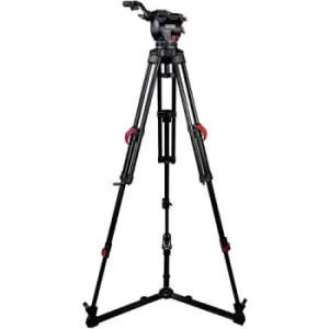 image of Cartoni Focus 10 Fluid Head with Red Lock Aluminium Tripod and Ground Spreader Kit