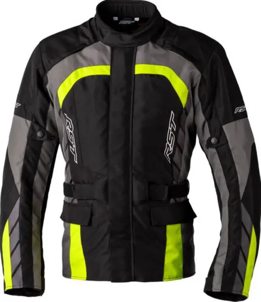 image of RST Alpha 5 Ce Mens Textile Jacket Black Grey Neon Yellow 40