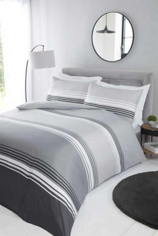Image of Rapport Home Chicago Microfiber Polyester Duvet Cover Set with Pillowcase in Grey Size: King Grey Unisex King