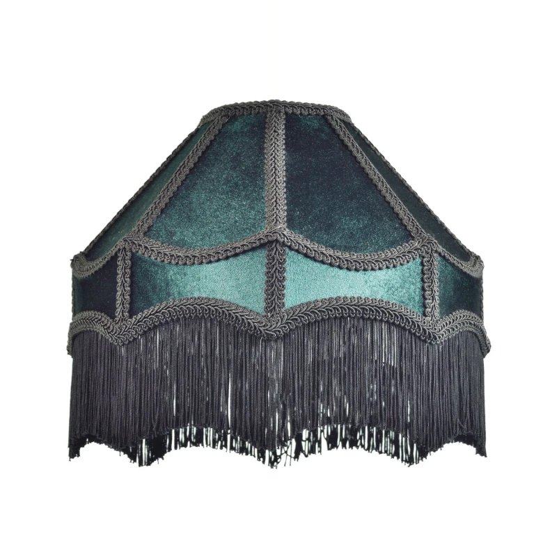 Image of Happy Homewares Traditional Victorian Empire Soft Velvet Lamp Shade with Lengthy Tassels in Emerald Size: 12" Emerald Unisex 12"