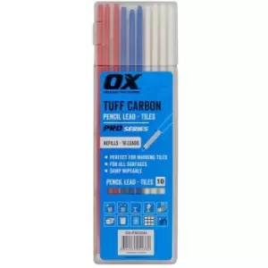 Image of Ox Tools - ox Tuff Carbon - Tile Pencil Lead (10PK) - Multiple Colours