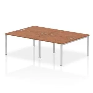 image of Impulse Bench B2B 4 Person 1200 Silver Frame Office Bench Desk Walnut