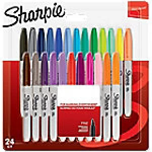 Image of Sharpie Permanent Marker 2065405 Bullet 0.9mm Assorted 24 Pieces