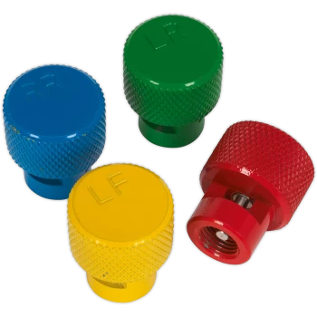 image of Sealey 4 Piece TPMS Deflator Valve Set - Colour Coded