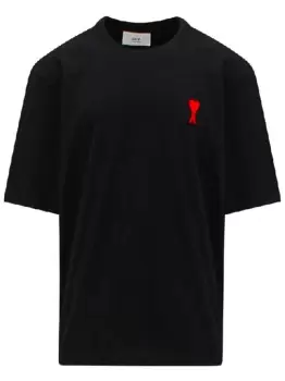 Image of AMI PARIS Ami De Coeur Logo Oversized T-Shirt Black