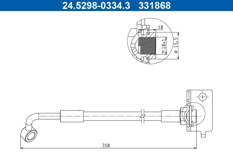 Image of ATE 24.5298-0334.3 Brake Hose without banjo bolt Brake Hose (83)