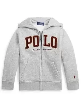 Image of Ralph Lauren Boys Polo Logo Zip Through Hoodie - Grey Marl, Grey, Size 16 Years=Xl