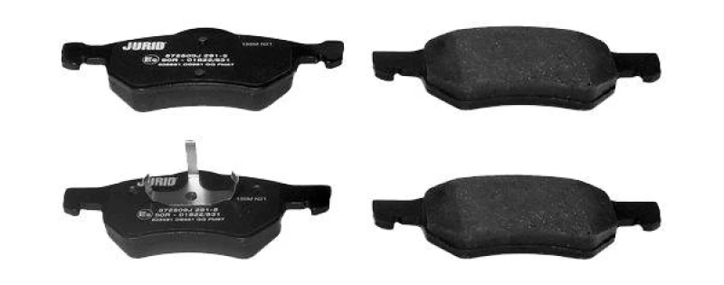 Image of JURID 572509J Brake pad set not prepared for wear warning indicator, without accessories, with piston clip Brake Pad Set,disc brake (402)