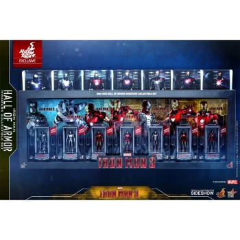 Image of Hot Toys Marvel Miniature Figure: Iron Man 3 - Iron Man Hall Of Armor (7 Units Set/Uncut Package)