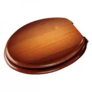 Image of Croydex Wooden Toilet Seat Antique Pine Chrome Hinges One