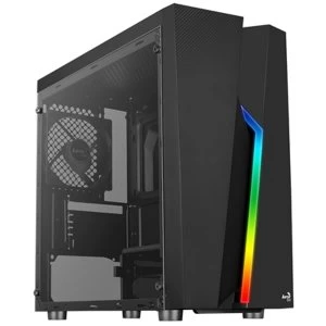 image of Aerocool Bolt Mini Micro Tower 1 x USB 3.0 / 2 x USB 2.0 Tempered Glass Side Window Panel Black Case with RGB LED...