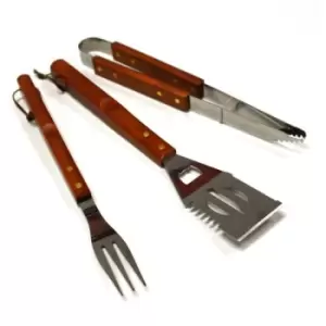 image of King Fisher - Set of 3 Deluxe 45cm Barbecue / bbq Tools with Wooden Handles