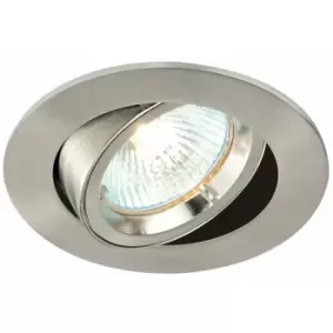 image of Loops - tilting Round Recess Ceiling Down Light Satin Nickel 95mm Flush GU10 Fitting