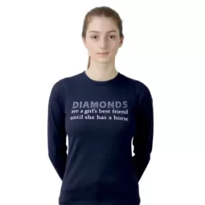 Image of HY Equestrian Equestrian Diamonds Long Sleeve T-Shirt Womens - Blue