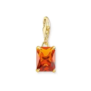 image of THOMAS SABO Gold Plated Octagon Cut Orange Stone Charm