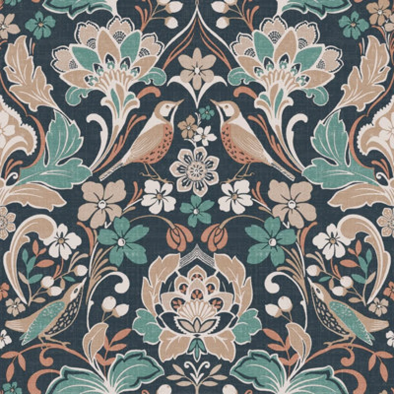 Image of Arthouse Arthouse Folk Floral Navy Wallpaper