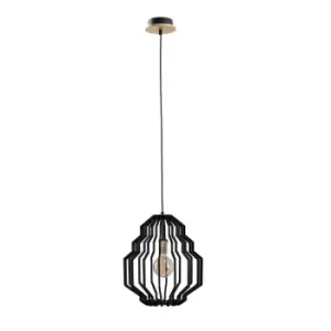 image of Zoey Wire Frame Pendant Ceiling Light Black, Gold, 35.5cm, 1x E27