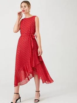 Image of Wallis Twinkle Fit and Flare Midi Dress - Berry, Size 10, Women