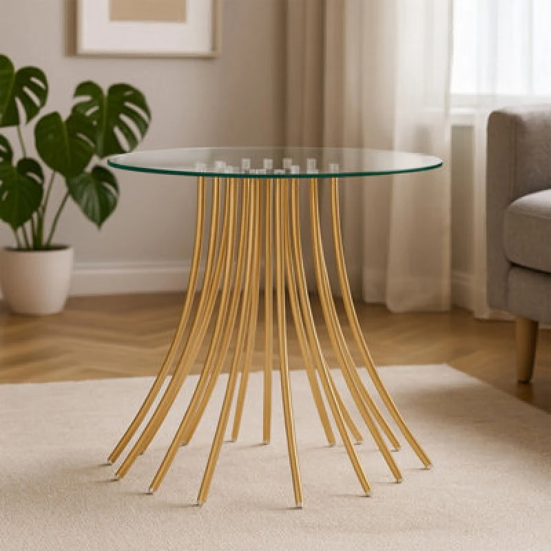 Image of Premier Housewares Functional Design Side Table, Unique Metal Legs Of Our Side Table By Couch, Versatile Usage Corner Table Gold